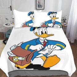 o5435 lakanat Entemah Aku Ankka pussilakanasetti, 3D söpö anime peittopeitto vuodevaatteet tyynyliinoilla, pehmeä mikrokuitu aikuisille teini-ikäis...