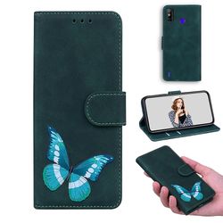 Etui til Tecno Spark Go 2020 Butterfly Cover Premium Læder Magnetisk- Pink Grøn