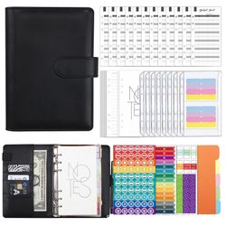Gangxun A6 Budget Binder med lynlås konvolutter Pu læder genopfyldelige pengebesparende bindemiddel, genopfyldelige Loose-leaf Binder Cover for Bud...