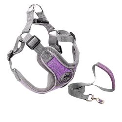 Hundelysende justerbar sele til hunde Hvalpevest halsbånd Snor Fransk bulldog Hundetilbehør Lilla S