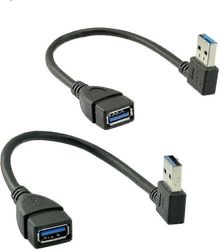 2 stykker usb 3.0 mann-til-hun forlengelse kabel venstre og høyre hjørner (20 cm)