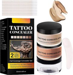 Tattoo Cover Up meikki vedenpitävä, 2 väriä tatuointi peitevoide, vedenpitävä ja hienkestävä, sopii arpiin, näppylöihin ja vitiligoon 1 sarja