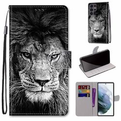Foxdock Sag til Samsung Galaxy S22 Ultra Creative Mønster Tui magnetiske kort holder tegnebog - Lion