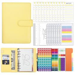 Gangxun A6 Budget Binder med lynlås konvolutter Pu læder genopfyldelige pengebesparende bindemiddel, genopfyldelige Loose-leaf Binder Cover for Bud...