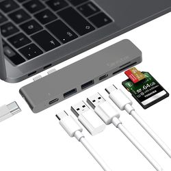 USB 3.0 Type-C-hub til HDMI-adapter 4k Thunderbolt 2 Usb C-hub med Hub 3.0 Tf SD-leserspor Pd for Macbook Pro / Air 2018 - 2020 Grå