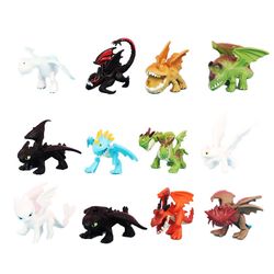 12pcs Kunstig Dragon Display Figur leketøy for barn Desktop Decor Birthday Gift