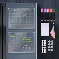 Bisofice Kirkas akryylimagneettinen kuivapyyhintälevy kuukausi- ja viikkosuunnittelijalla 16 '' x 12 '' kirjoitustaulu Fridg