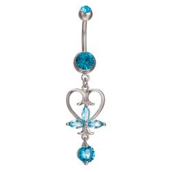 Ruili Hjerteform Navle Nail Diamanted med Zircon platinbelagt blå zircon