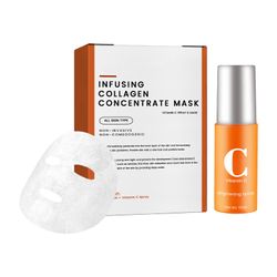 unbrand Kollagen Anti-aging ansiktsmaske sett med vitamin C spray lysere fuktighetsgivende ansiktsmaske for rynke og akne bekjempelse