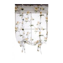 Blomsterdesign romersk kort vindu gardin ren voile 1 gul 80x100cm