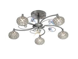 Inspired Lighting Cara Flush Loft 5 Light Satin Nikkel, Krystal