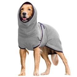 Mikasa Pet Hund Tøj Håndklæde Tørring Bathrobe Coat Hund Varmt tøj Grå M