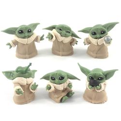 Baby Yoda Cake Topper Set Figures Toy Kids Lasten syntymäpäiväkakku Koristelu Koristeet ja suihku Syntymäpäiväjuhlatarvikkeet Minilahjat