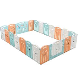 Baby Playard sisätiloissa taitettava leikkikehä turvaporttipiha taaperoiden ryömimiseen - vaaleanpunainen/valkoinen/vihreä (20+2)