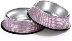 Baicccf Kiiltävä Tekojalokivi Ruostumaton teräs Pet Bowl Koira Kissa Koiran syöttölaite tahraton teräs Timantti Lemmikkikulho, Diamond Single Bowlh...