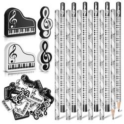 Musiikkikynät Nuottikynä musiikkiaiheisilla pyyhekumeilla Puukynät Bulk näppäimistö Hauskat lyijykynät pyyhekumilahja (24 kpl) Kuten