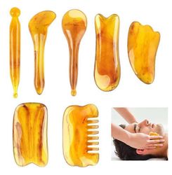 7 kpl Gua Sha kaavinta hierontatyökalu Gua Sha kasvohierontatyökalu luonnollinen hartsi Gua Sha kaavinlevy Terveydenhuolto kauneus vartalo kasvohie...