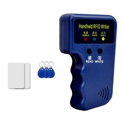 125 kHz: n RFID -kortinlukija + 3 näppäimistöä + 2 korttisarjaa, kopiokone, kirjoittaja, kopiokoneohjelmoija, henkilökortti, kopio EM43 Sininen