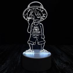 2024, ett stycke barn luffy barn sovrum anime nattlampa bordslampa 3d led nattlampa usb