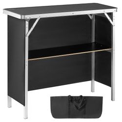 Kannettava taitettava baaripöytäkoroke jalkalistoilla ja säilytyshyllyllä juhlapiknik-näyttelyyn