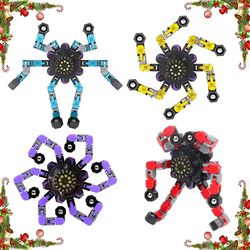 AIR Finger hånd spinning top fokus legetøj med transformerbar kæde mekanisk spiral twister (4 Pack) Rød+blå+gul+lilla