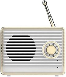 Linkrunning Trådløs retro højttaler, bærbar retro bluetooth USB-højttaler med indbygget mikrofon, desktop bogreol fest rejsehøjttaler (hvid)
