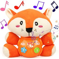 Wjiaer Plush Fox Baby Leker 0 3 6 9 12 måneder, Nyfødt Baby Musical Leker For Baby 0 til 36 måneder - Lys opp Baby Leker For Spedbarn Babies Boys G...