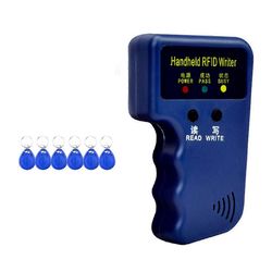 125 kHz: n RFID -kortinlukija + 6 avaimenperäsarja, kopiokone, kirjoittaja, kopiokone, ohjelmoija, henkilökortti, kopio EM4305 T5577 Sininen