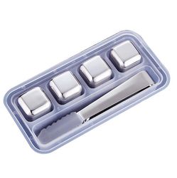Yunshu Hurtigkølende isterninger i 304 rustfrit stål whiskysten med opbevaringsboks til silikoneklipper 4pack
