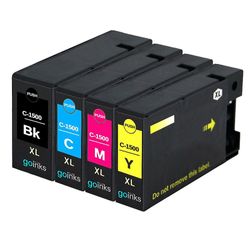 Go Inks 1 Sett med 4 blekkpatroner som skal erstatte Canon PGI-1500XL-kompatibel/ikke-OEM fra Go-blekk (4 blekk) Svart/cyan/magenta