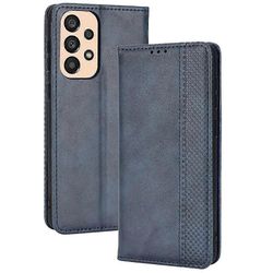 Samsung Galaxy A33 5G retro lompakko puhelimen kansi magneetin sulkeminen säädettävä jalusta Sininen