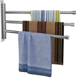 Pyyhepidike Kolmikätinen harjattu ruostumattomasta teräksestä valmistettu pyyhekisko 34cm 180 käännettävä seinäkiinnitys 5 kg kuorma kylpyhuoneesee...
