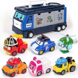 Poli Robocar robotti muuntava robotti paloauto Liikennepelastusryhmä Lasten leluautosetti Juhlava syntymäpäivälahja 7 Pcs