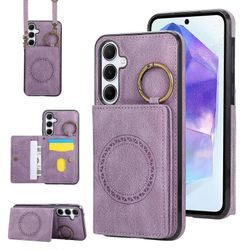 Auton magneettirengassolki korttilaukku Puhelinkotelo kaulanauhalla Samsung Galaxy A55 5G:lle Violetti