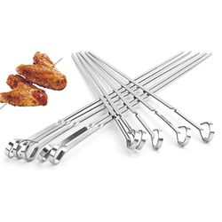 10stk genanvendelig flad rustfrit stål grillspyd Bbq Needle Stick til udendørs camping picnic værktøjer Madlavningsværktøjer