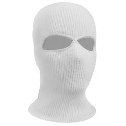 2 hul Balaclava hætte Cap Ski Vinter Fuld ansigtsmaske Hue Taktisk Hat Hvid