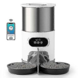 Automaattinen kaksikulhoinen lemmikkieläinten syöttölaite WiFi-yhteydellä, ajoituksella ja ääninauhurilla - ihanteellinen kissoille ja koirille