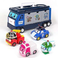 Poli Robocar robotti muuntava robotti paloauto Liikennepelastusryhmä Lasten leluautosetti Juhlava syntymäpäivälahja 5 Pcs