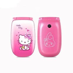 Redkid Sanrio Hello Kitty Flip Phone Female Erittäin pieni mobiiliversio persoonallisuudesta Mini Cute Kawaii Pocket Mobile Phone W88 Kid Toys Vaal...