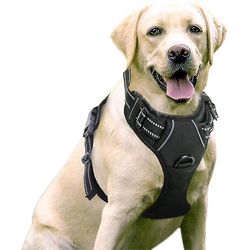 Dog Harness Vetämättömät koiravaljaat pehmustetut säädettävät lemmikkiliivivaljaat suurille koirille harjoitteluun tai kävelyyn Musta 75 105CM