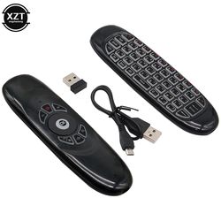 Sajygv Air Mouse Trådløs fjernkontroll For Android Smart TV-boks Retro Keyboard4.2 C120 Engelsk Russisk Spansk 2.4g RF Ny Engelsk standard