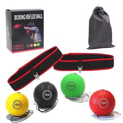 Boxing Ultimate Reflex Ball Set - 4 reagoivaa refleksipalloa ja 2 säädettävää pääpantaa, erinomainen refleksille, ajoitukselle, tarkkuudelle, tarke...