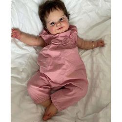 20/23 tuuman todentuntuiset uudestisyntyneet nukelle käsintehty nukelle Pehmeä vauvan lelu w/ Rootelle Ruskea silmä 60cm