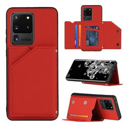 Gangxun Case Til Samsung Galaxy S20 Ultra Vintage Cuir Cover Læderetui Kofanger - Rouge