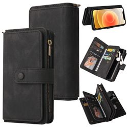 Kompatibel med iphone 12 etui tegnebog Flip Card Holder Pu læder magnetisk beskyttende flip cover - sort