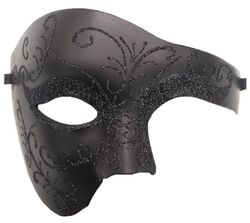 Maskerademaske for menn - gresk romersk venetiansk maske Mardi Gras Mask Black 2