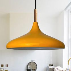 Bamyum Riippuvalaisin I Champion I Puu Ø35 cm Metallinen E27 riippuvalaisin Keltainen