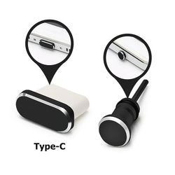 2 sæt type C telefon opladning port 3,5 mm øretelefon Jack Sim Card Usb C støvstik Grå