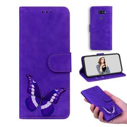 Etui til Lg K40s Butterfly Cover Premium Læder Magnetisk- Pink Lilla