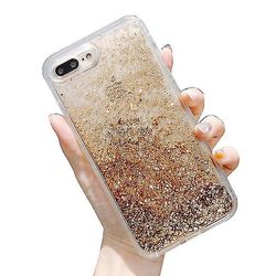 Coosilo Tpu Liquid Quicksand Starry Silver Iphone 11/12 Mobiltelefon taske med snor hul guld
